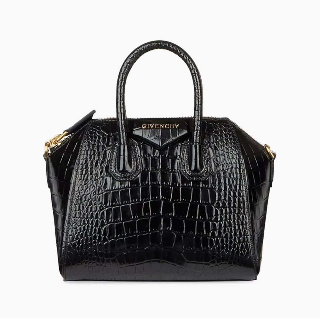 Givenchy Antigona Small Black Croc Embossed Leather Satchel Crossbody